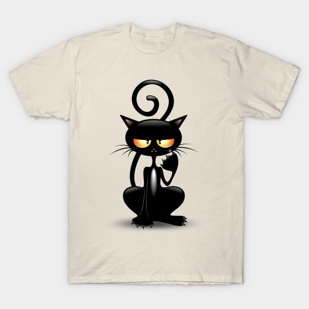 Black kitty T-Shirt by BluedarkArt